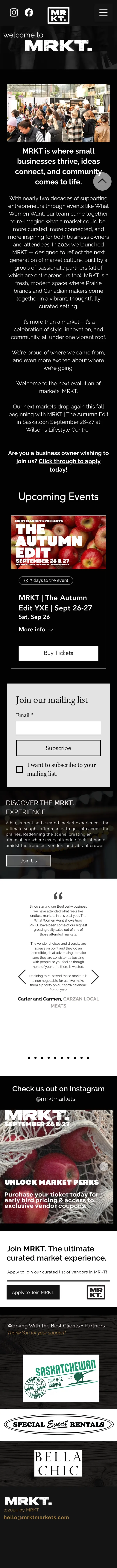 The previous MRKT website on a phone, before the rebuild